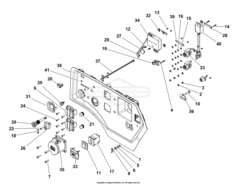 Control Panel Diagram and Parts List for 030852-01  Briggs and Stratton Generator